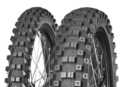 Nærbillede af slidbanen Mitas Terra Force - MX MH 60/100-12 36 M Front TT NHS Red, Green Medium Hard