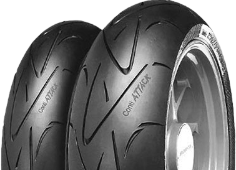 Nærbillede af slidbanen Continental ContiSportAttack 130/70ZR16 (61 W) Front TL M/C